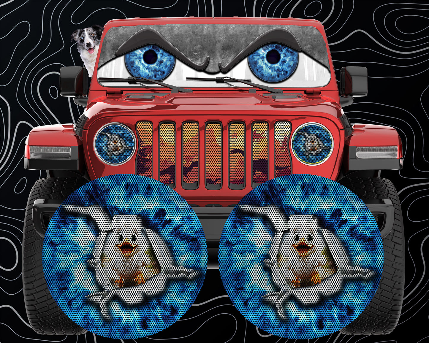 Duck eye round headlight decals