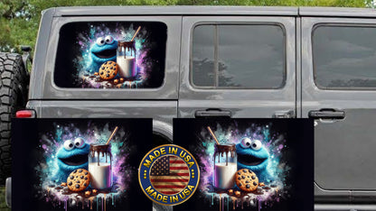 Cookies Rear quarter window see through graphic.