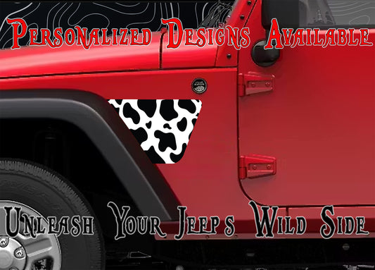 Cow print JK fender Decals fits 2007-2018