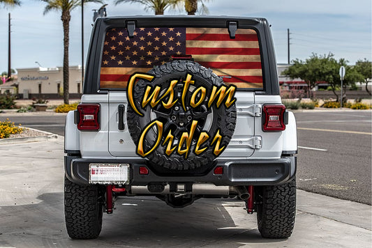 Custom rear window see through graphic.