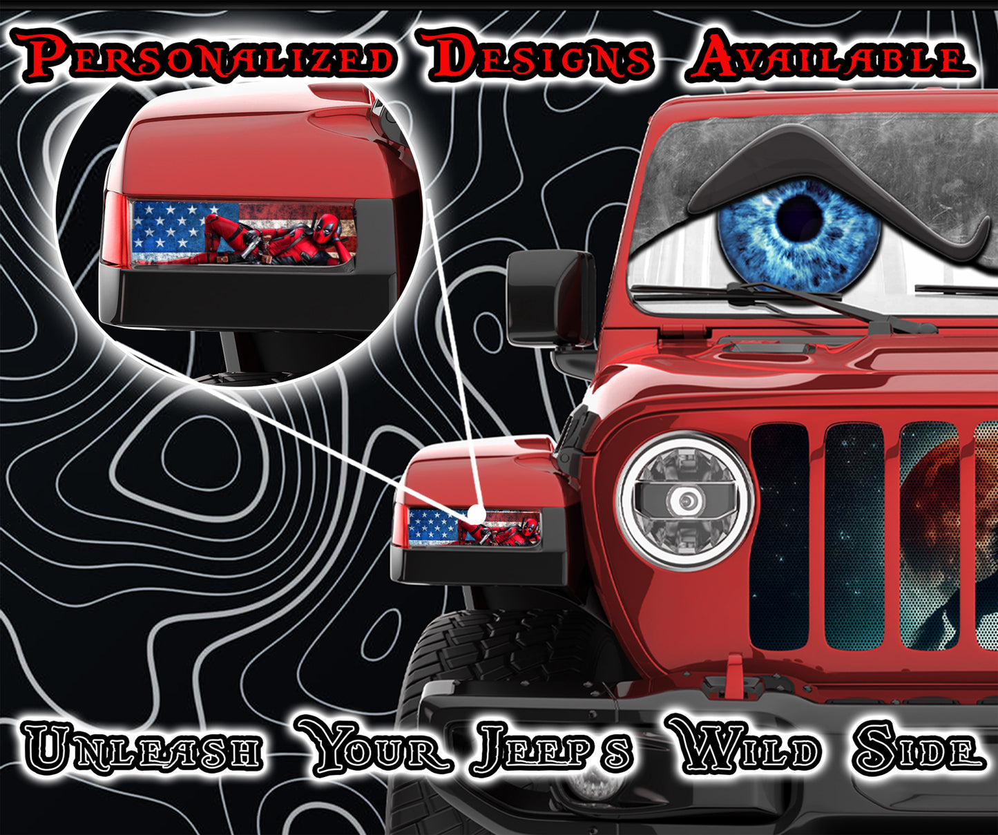 Deadpool American Flag Jl and Gladiator Turn signal decal