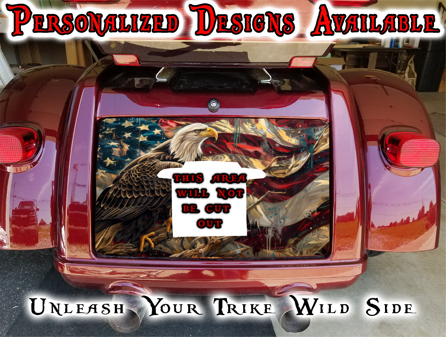 American flag eagle Harley Davidson Tri Glide trunk decal