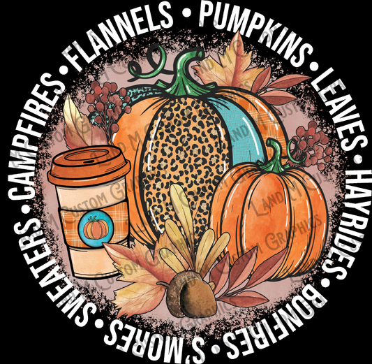 DTF transfer Flannels and pumpkins (shirt not included)