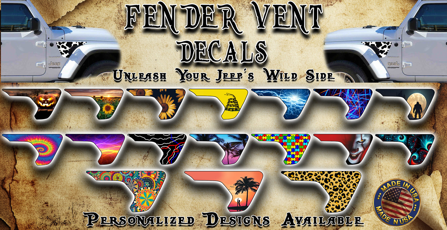 American flag fender vent decal for the JL or JT 2018 or newer