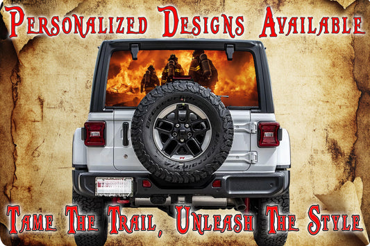 firefighters Rear window see through graphic.