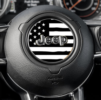 Steering wheel decal Black and white flag