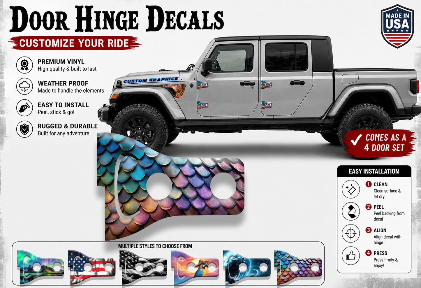 Dragon scales Door hinge decals 17