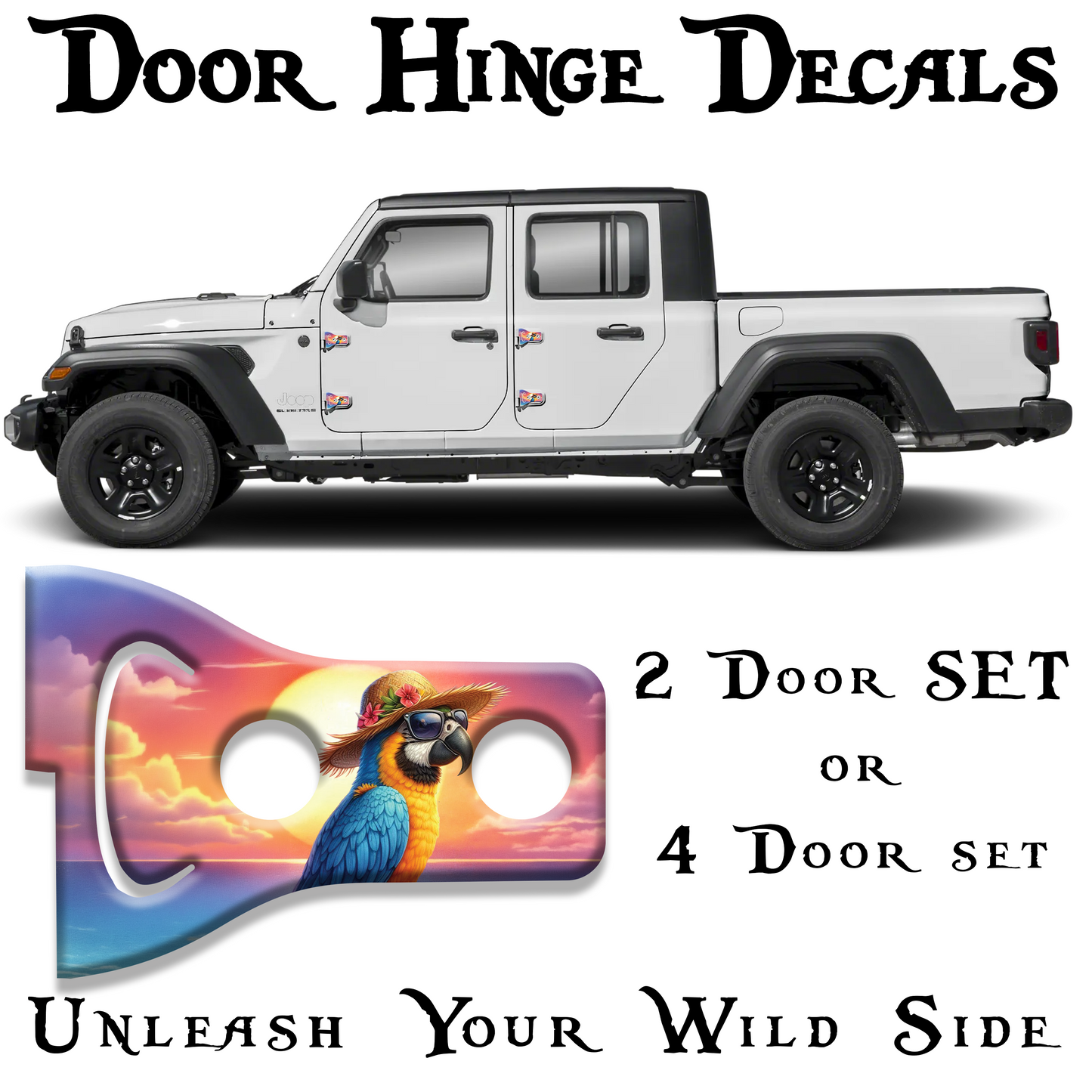 Parrot on the beach Door hinge decals 79
