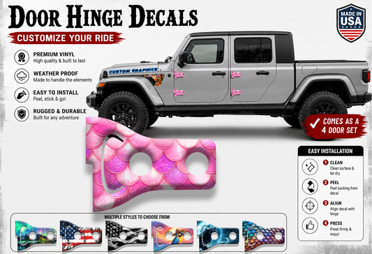 Pink mermaid scales Door hinge decals 93