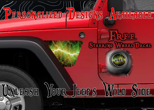 Green lighting JK fender Decals fits 2007-2018