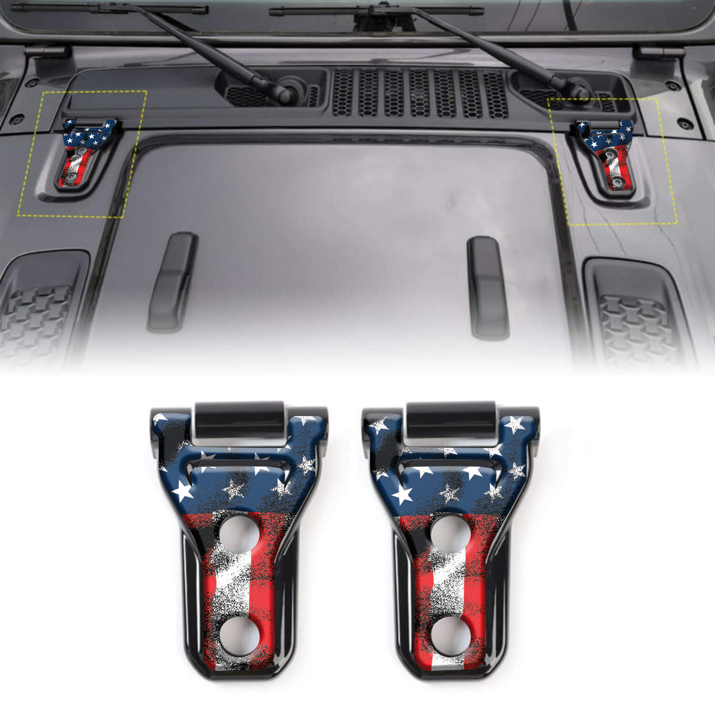 American flag hood hinge overlay decals 82