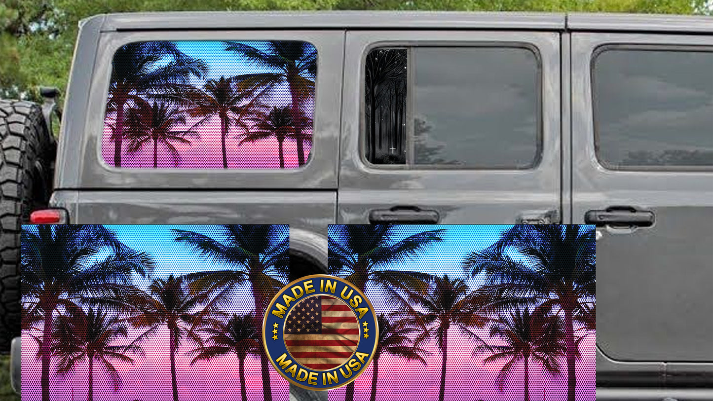 Island Palms Rear quarter window see through graphic.