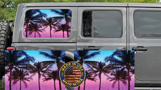 Island Palms Rear quarter window see through graphic.