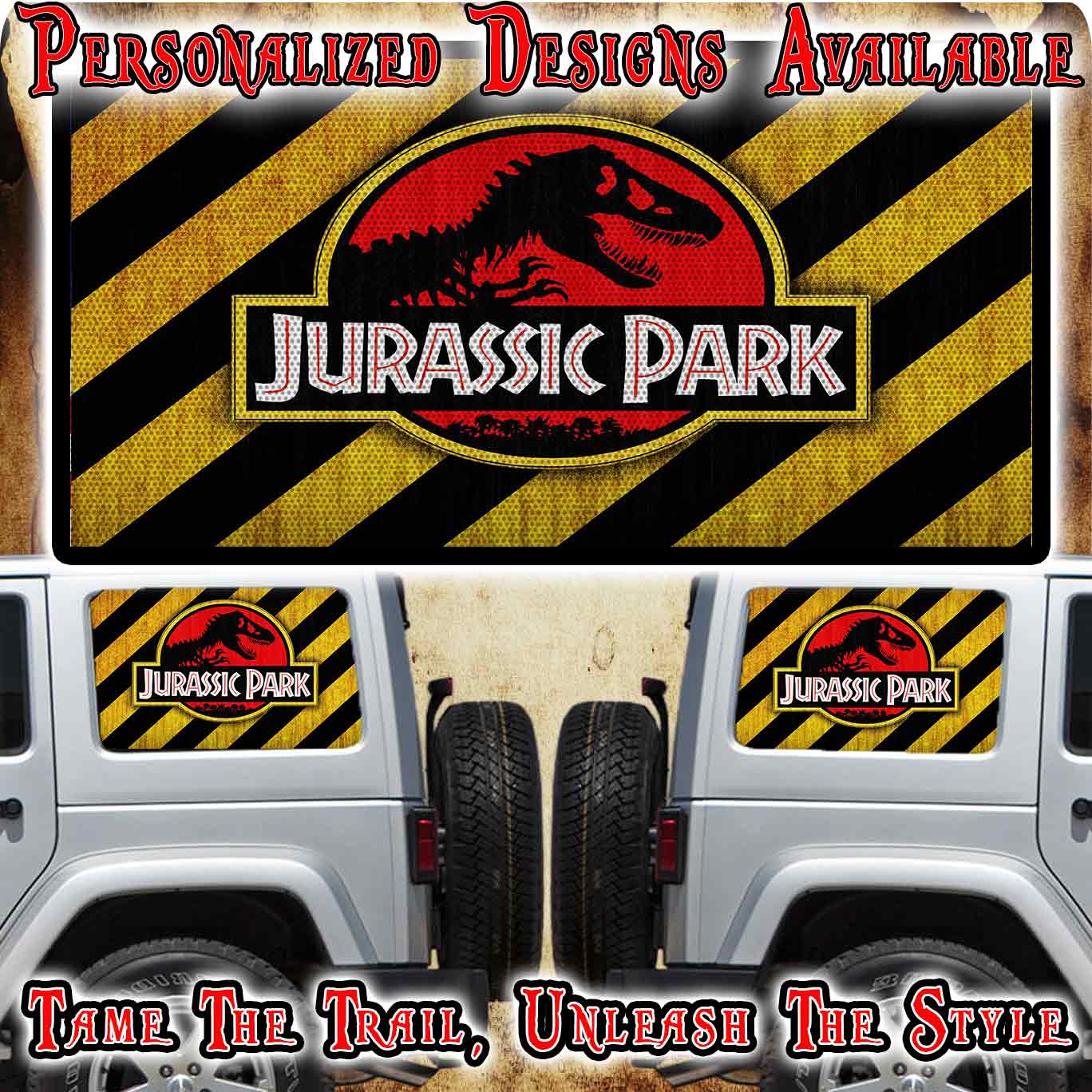 JURASSIC PARK Rear quarter window see through graphic.