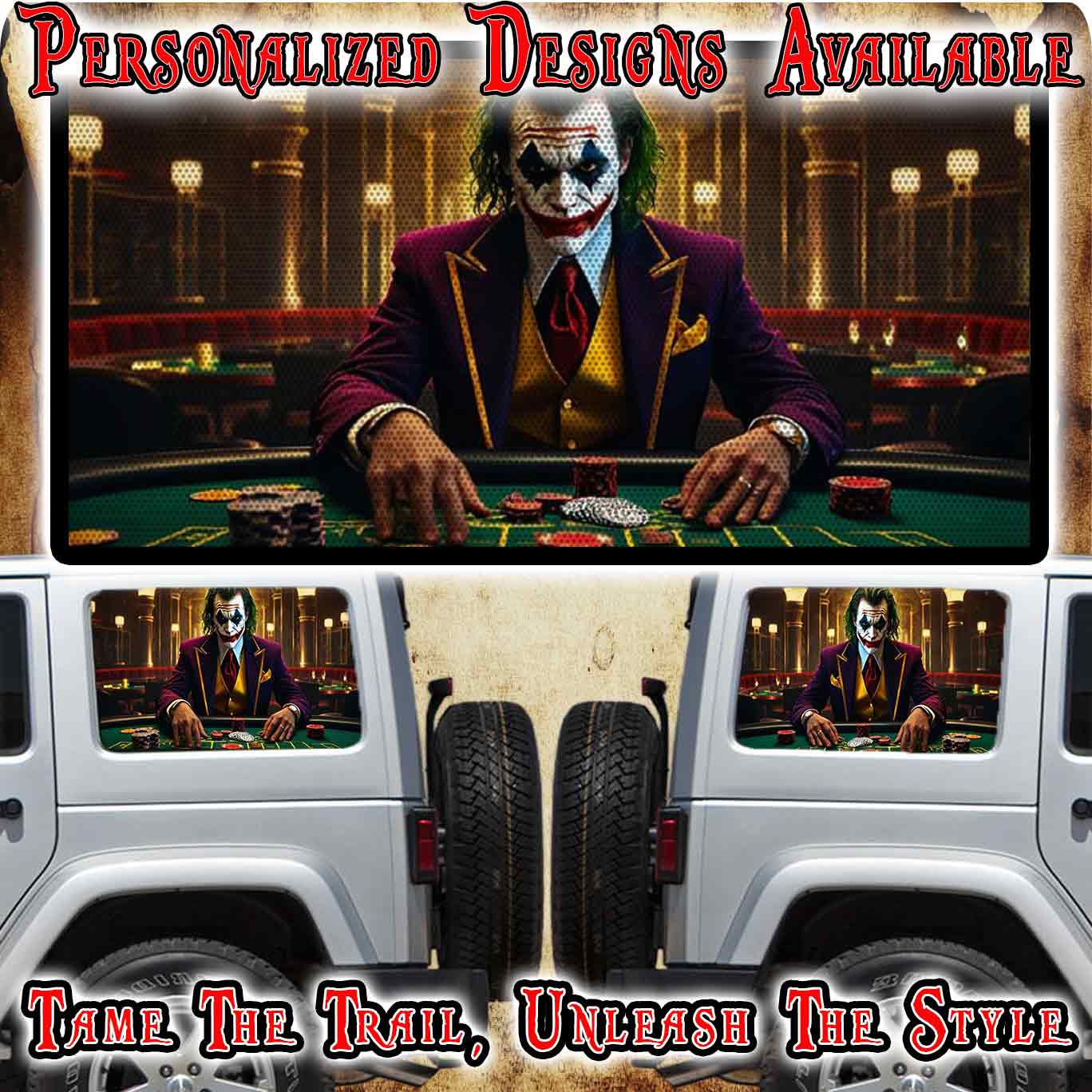 Joker Rear quarter window see through graphic.