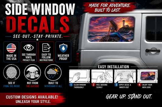 Mermaid lighthouse Rear quarter window see through graphic. 215