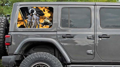 Pow Mia Rear quarter window see through graphic.