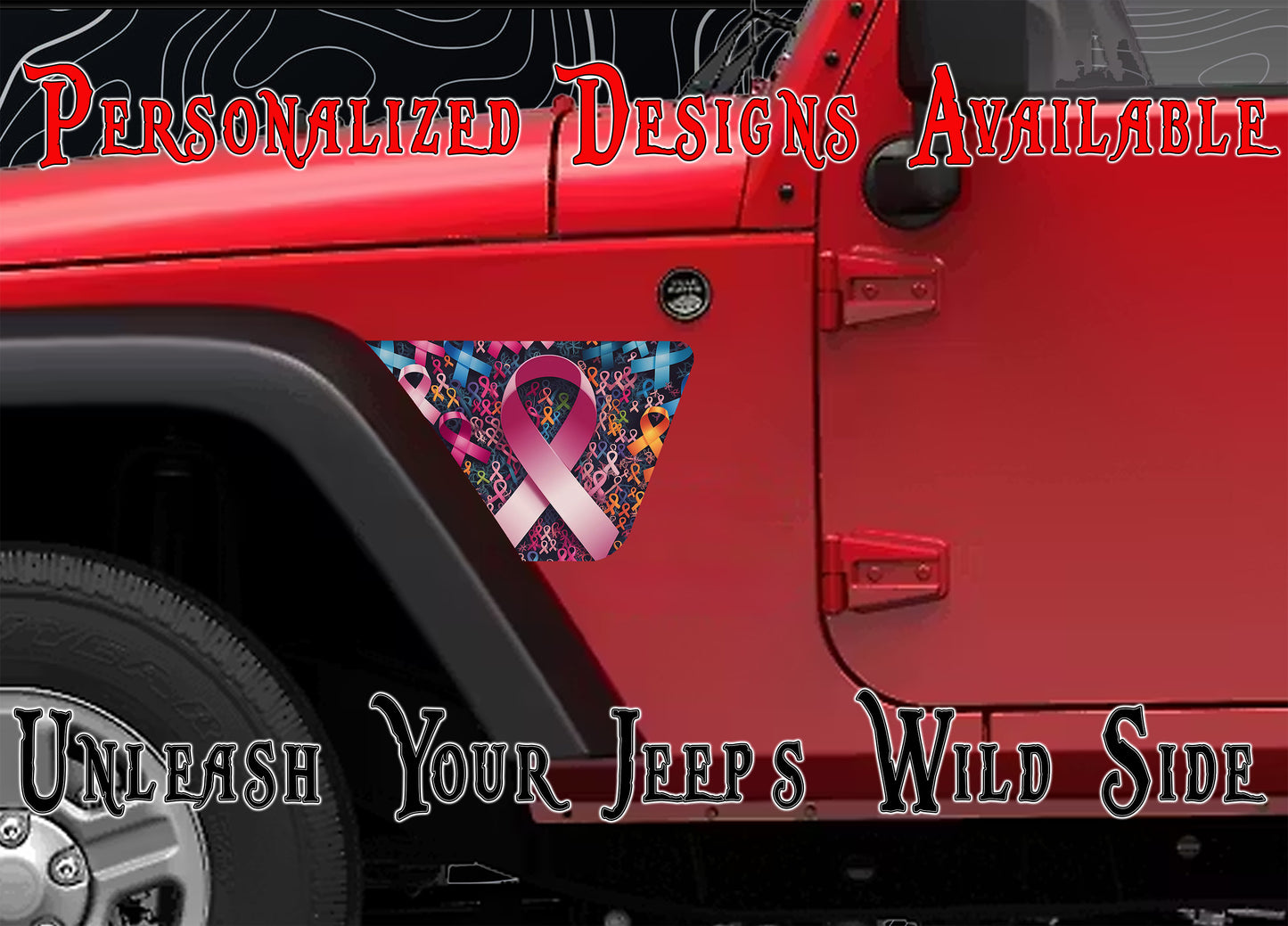 no one fights alone cancer awareness JK fender Decals fits 2007-2018