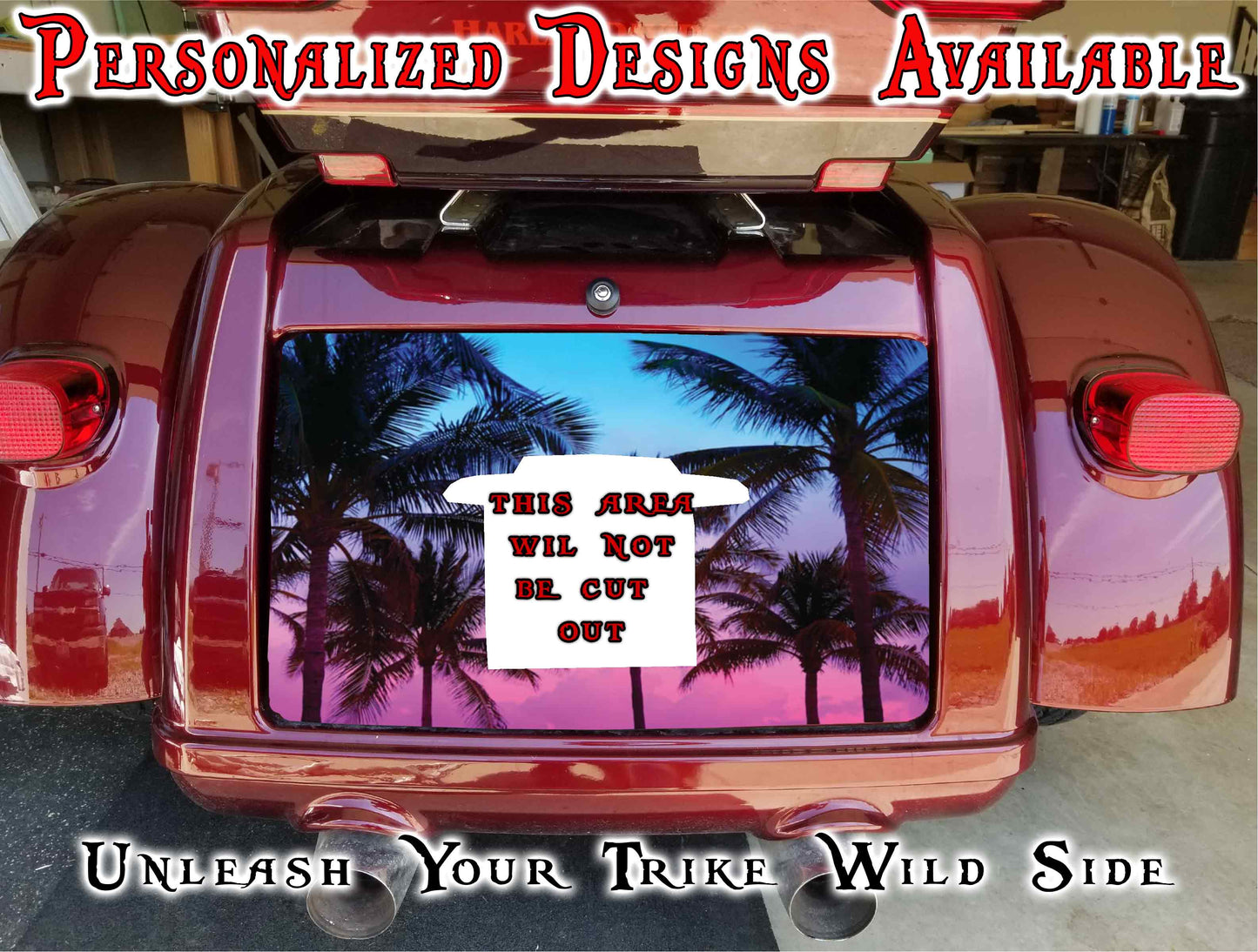 Island palms Harley Davidson Tri Glide trunk decal