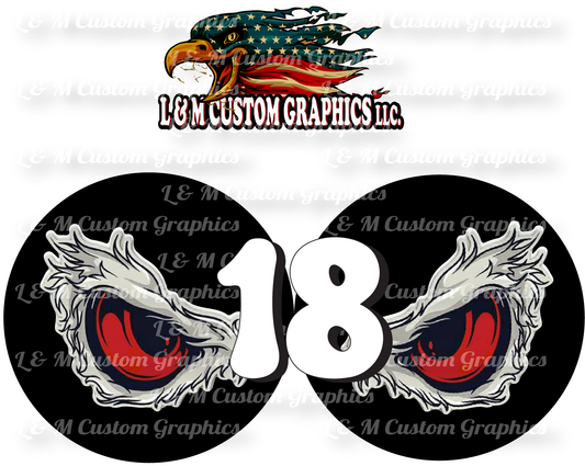 Red eye hawk headlight decal