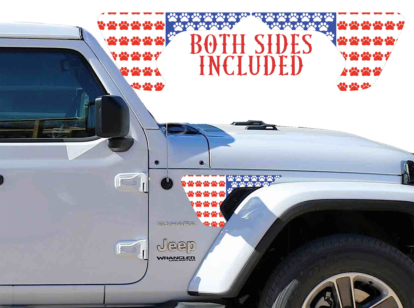 fender vent for the JL or JT 2018 or newer Paw print flag