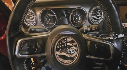 Steering wheel decal Black and white flag