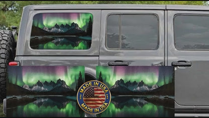 Sunset beach Rear quarter window see through graphic.