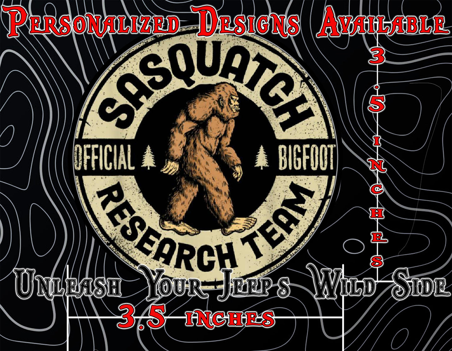 Sasquatch research team window sticker