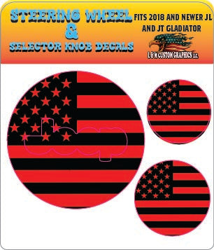 Steering wheel decal red and black flag decal 216