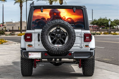 red Kraken rear window see through graphic.