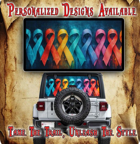 We all fight ribbons rear window see through graphic.