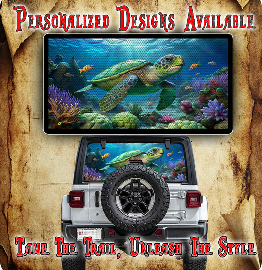 Sea Turtle rear window see through graphic.