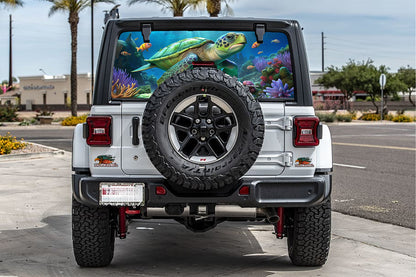 Sea Turtle rear window see through graphic.