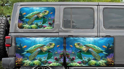 Sea Turtle Rear quarter window see through graphic.