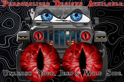 Red cat eyes for the headlight decals