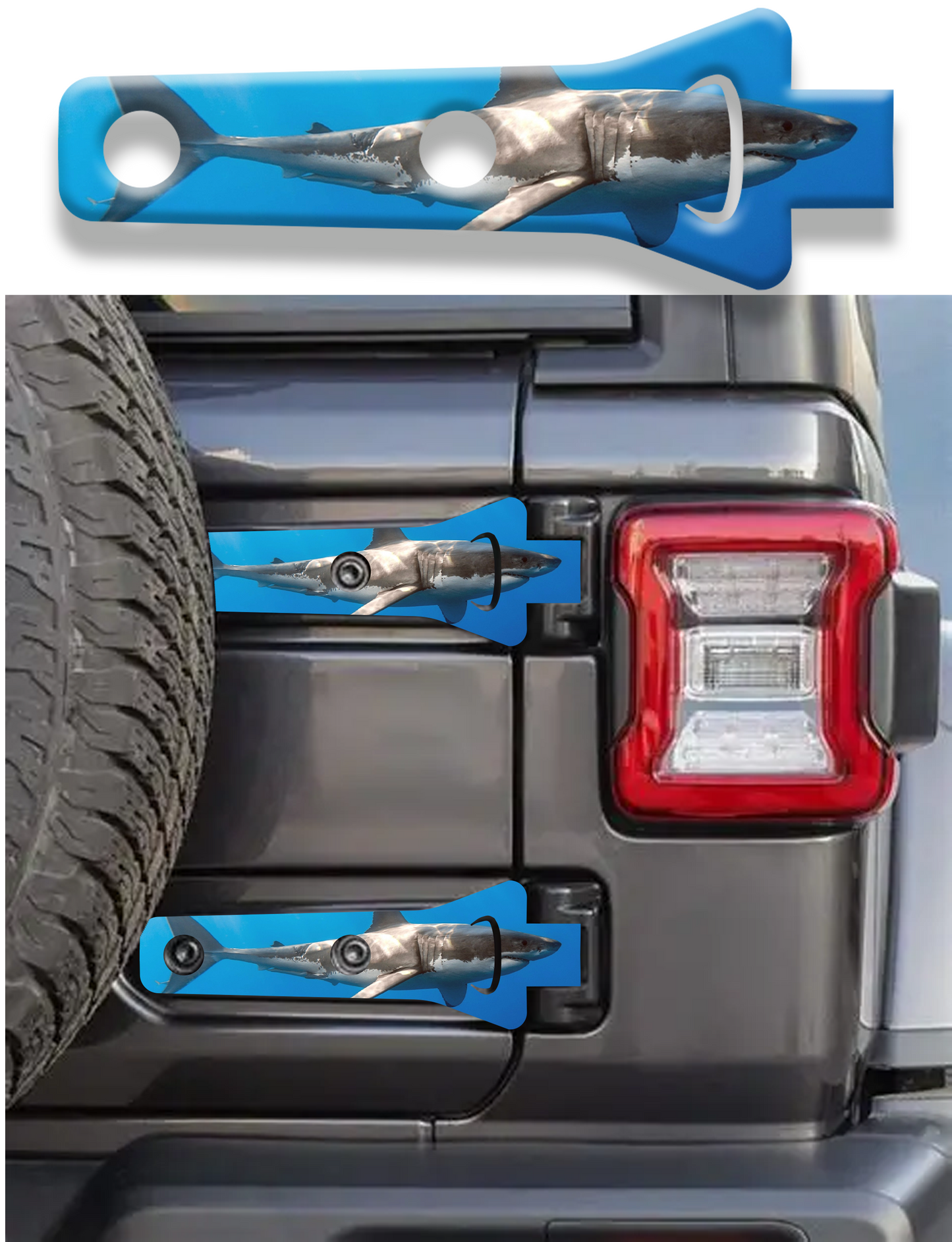 Rear gate hinge decal Shark