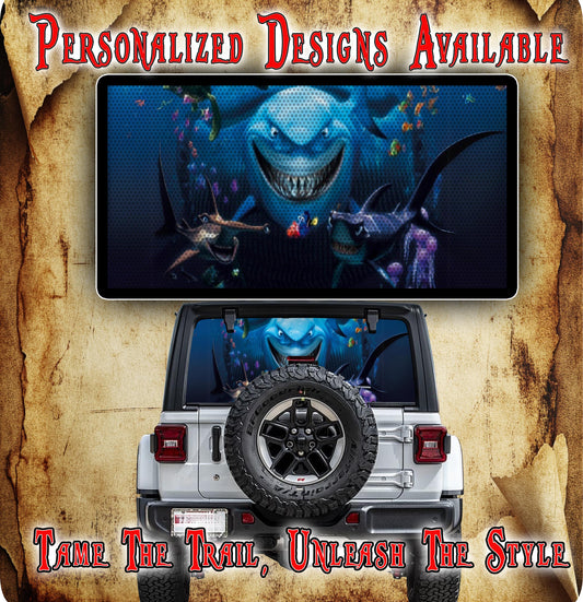 Shark tank Rear window see through graphic.