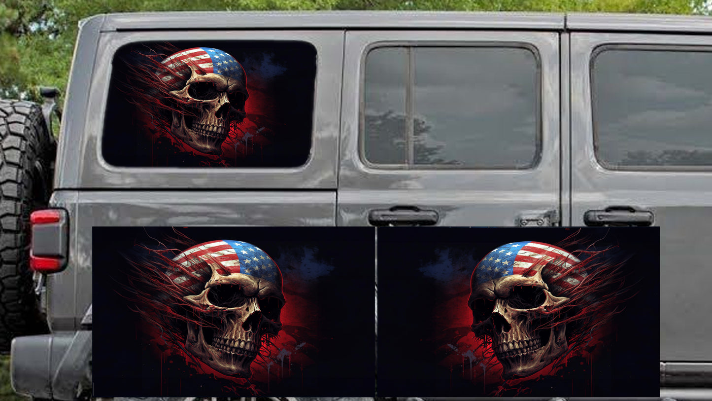 Skull Rear quarter window see through graphic.