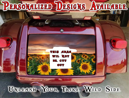 Sunflower field Harley Davidson Tri Glide trunk decal