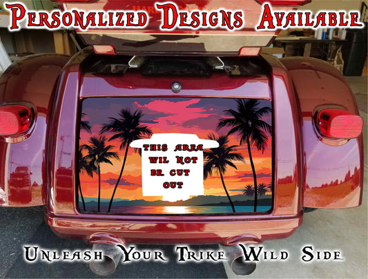 Sunset beach Harley Davidson Tri Glide trunk decal