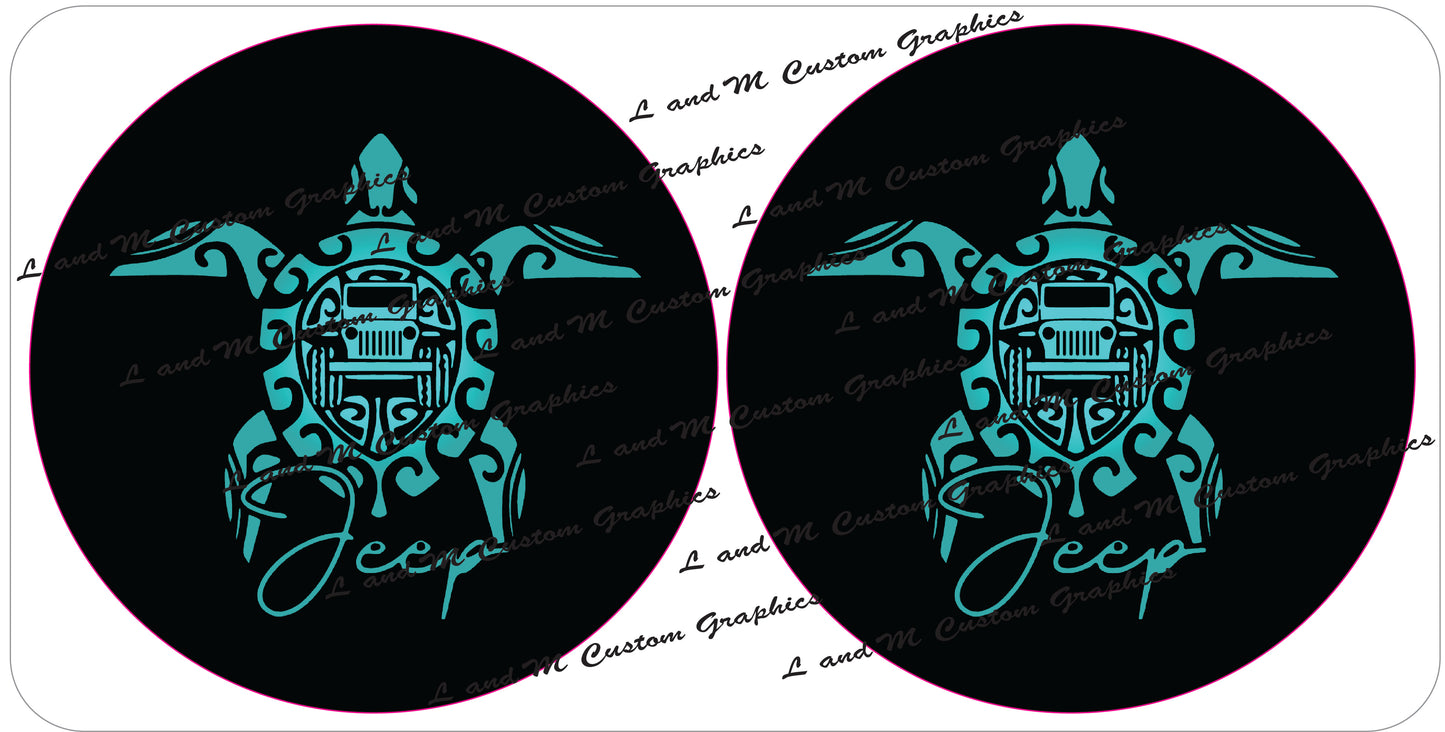 Teal turtles headlight decals