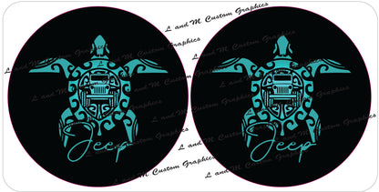 Teal turtles headlight decals