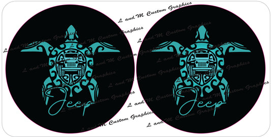 Teal turtles headlight decals