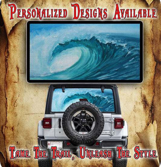 Beach sunrise Rear window see through graphic.