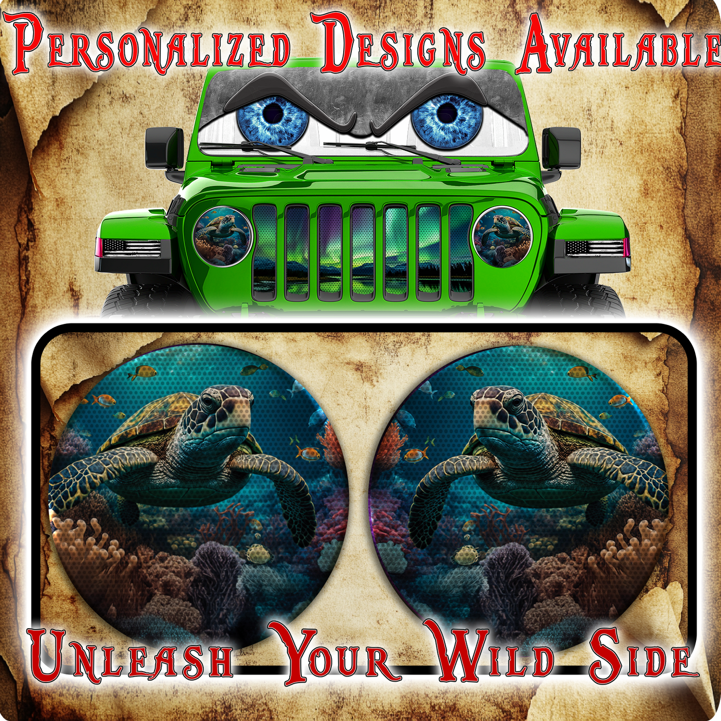 Sea turtle eyes for the headlight decals