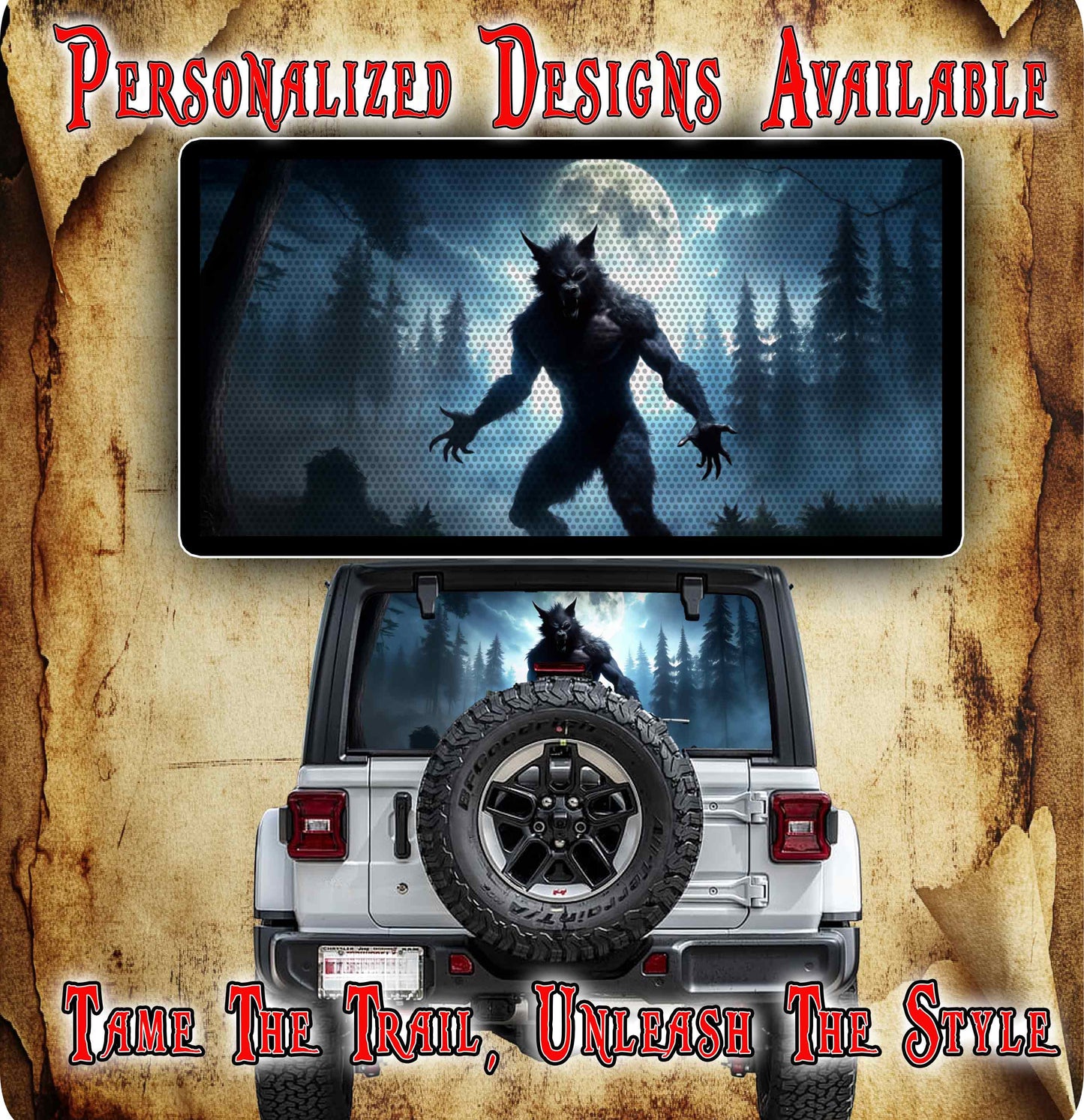 Werewolf Rear window see through graphic.