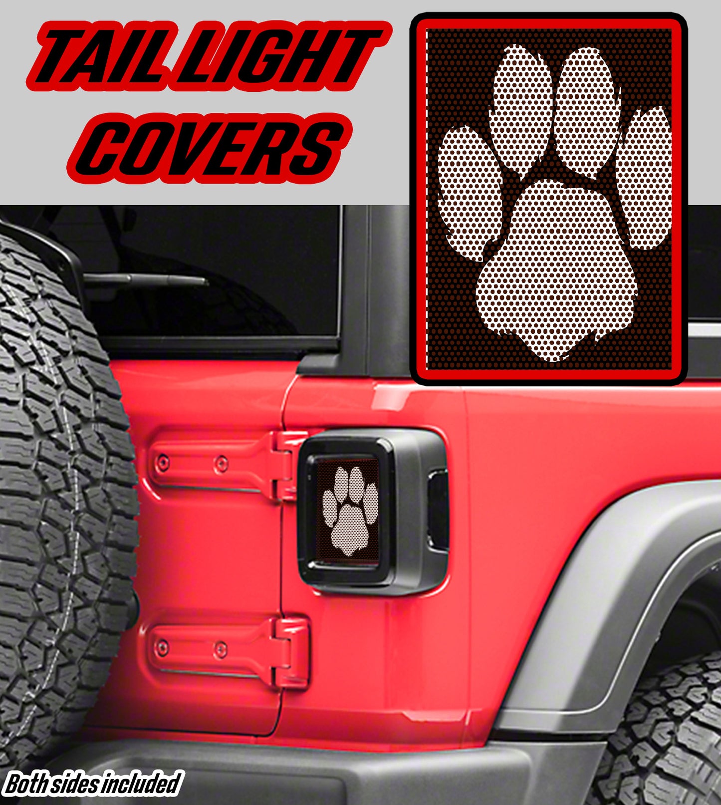 White paw print Taillight cover decal