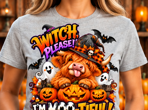 Witch Please I'm Moo-Tiful shirt on Heather Grey